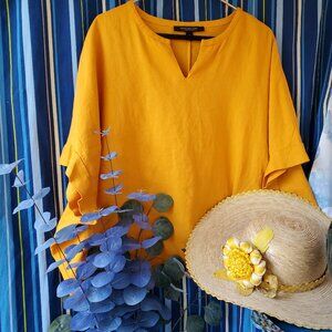 Mark New York Andrew Marc Lagenlook Women's Linen Dolman Mango XL topi